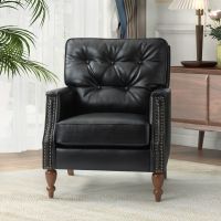 Gerald Vegan Leather Armchair-BLACK